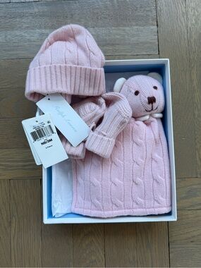 Ralph Lauren Cashmere Baby Hat, Booties and Bear Lovey Gift Set